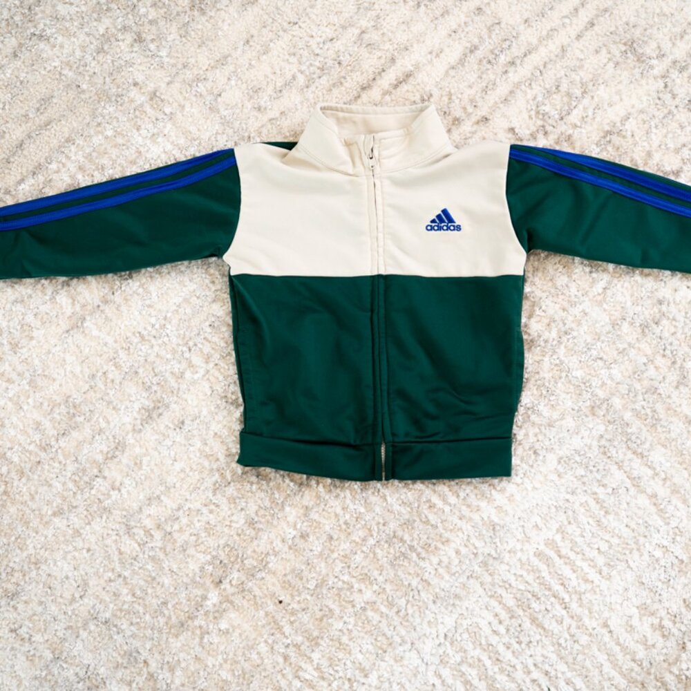 Adidas Zip Up Long Sleeve Light Jacket Baby 18 Months Green and Blue